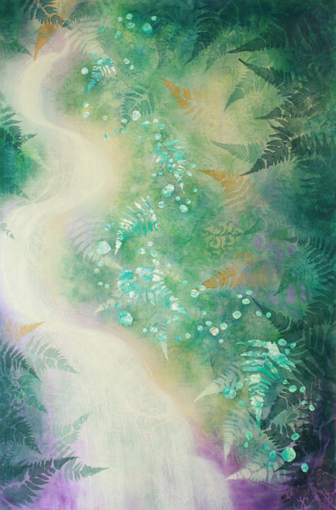 Painting titled "Into Grace" by Ayasophie, Original Artwork, Acrylic Mounted on Wood Panel