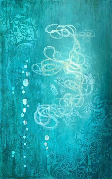 Peinture intitulée "Oxygen" par Ayasophie, Œuvre d'art originale, Acrylique Monté sur Panneau de bois