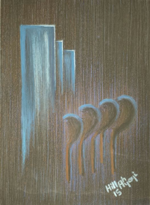 Картина под названием "Dark Sky" - Ayayi Hillah, Подлинное произведение искусства, Пастель