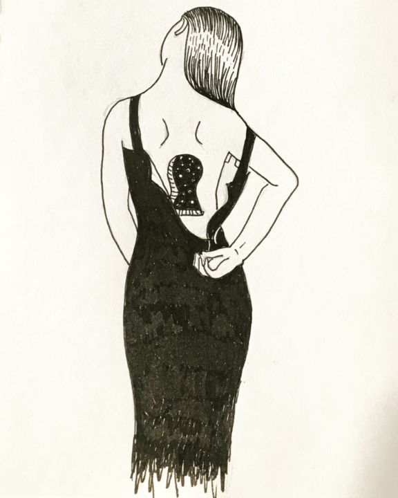 Drawing titled "Under dress" by Ayca Arabaci, Original Artwork, Ink