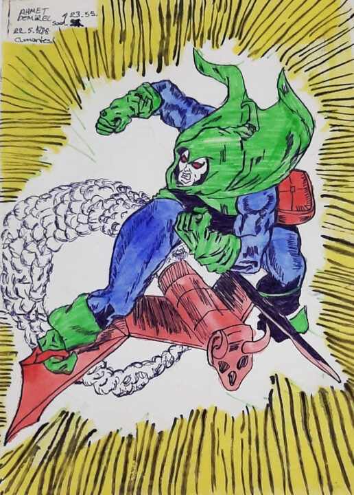 Dessin intitulée "Green Goblin" par Ayca Demirel, Œuvre d'art originale, Aquarelle