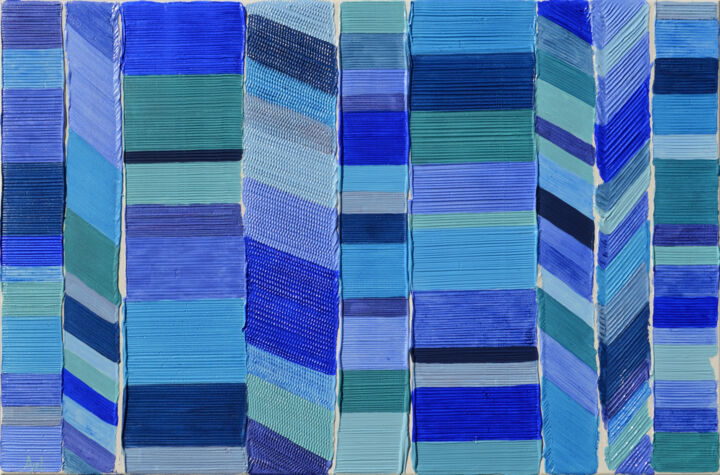 Peinture intitulée "Plusieurs bleus" par Ayel, Œuvre d'art originale, Acrylique Monté sur Châssis en bois
