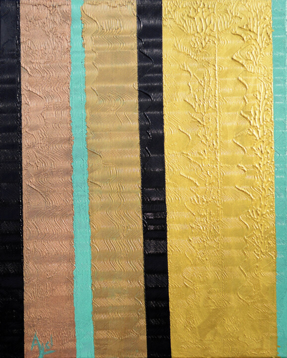 Peinture intitulée "Deux lignes verte" par Ayel, Œuvre d'art originale, Acrylique Monté sur Châssis en bois