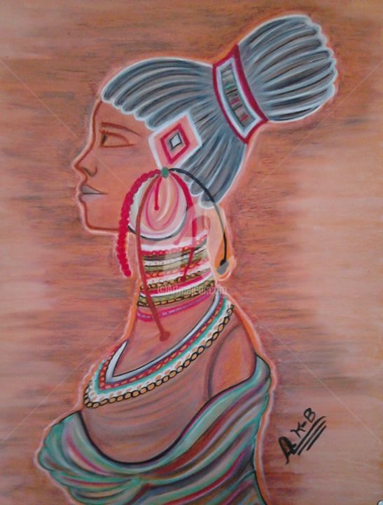Dessin intitulée "Beauté AFRICAINE I" par Ayélé Kinvi-Boh, Œuvre d'art originale, Pastel