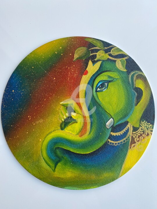 Painting titled "Ganesha1" by Ayesha Jilkar, Original Artwork, Acrylic
