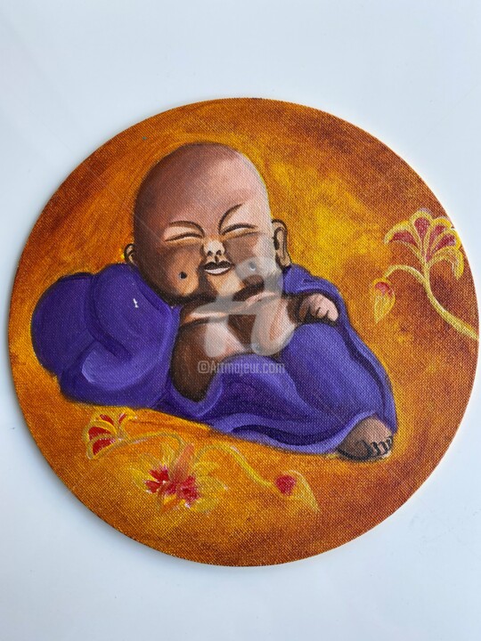 Painting titled "Baby Buddha" by Ayesha Jilkar, Original Artwork, Acrylic