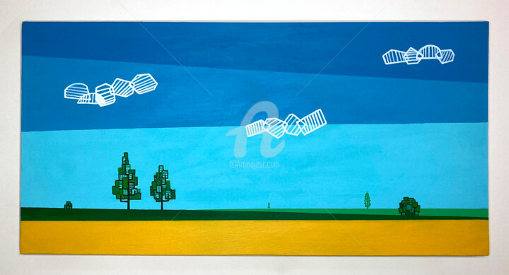 Malerei mit dem Titel "Last wheat field" von Ayhan Çeli̇K, Original-Kunstwerk, Acryl