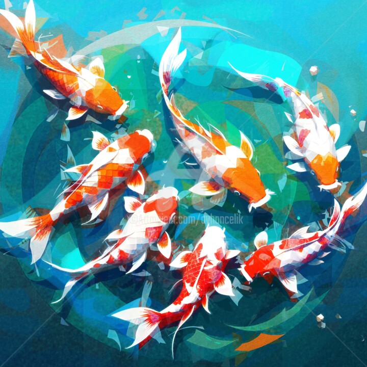 Digital Arts titled "Koi II" by Ayhan Çeli̇K, Original Artwork, AI generated image