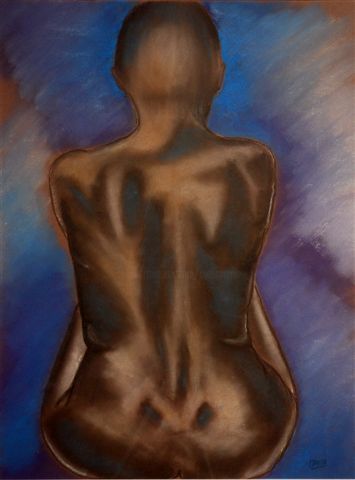 Dessin intitulée "REFLEXION" par Marie Ayissi, Œuvre d'art originale, Pastel