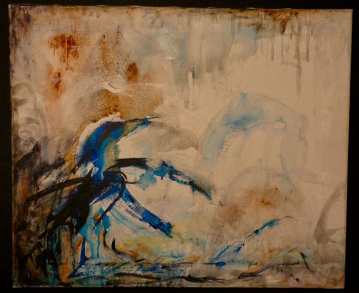 Schilderij getiteld "Blauw licht" door Brigitte Wawoe, Origineel Kunstwerk, Acryl