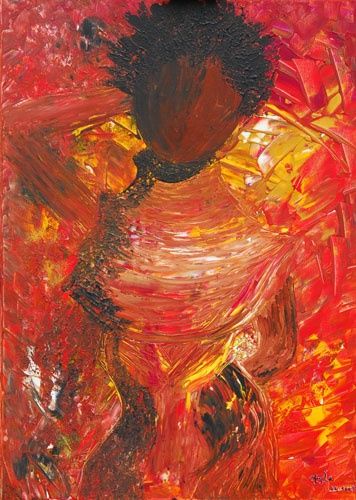 Peinture intitulée "Femme africaine" par Ayla, Œuvre d'art originale
