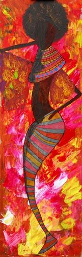 Peinture intitulée "africaine 2" par Ayla, Œuvre d'art originale