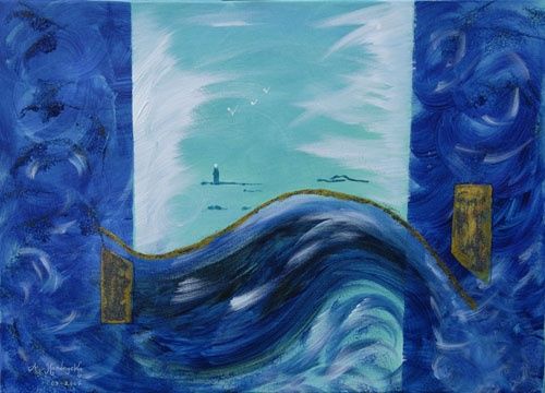 Pittura intitolato "Au creux de la vague" da Ayla, Opera d'arte originale
