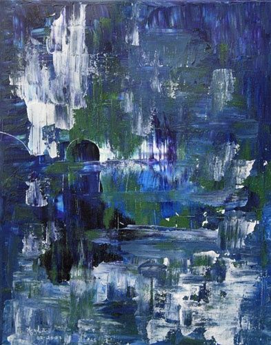 Peinture intitulée "Ville bleue" par Ayla, Œuvre d'art originale