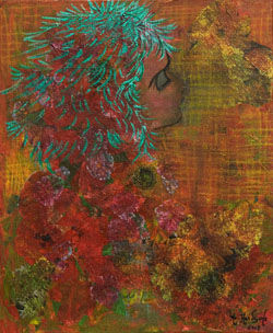 Peinture intitulée "femme fleur" par Ayla, Œuvre d'art originale