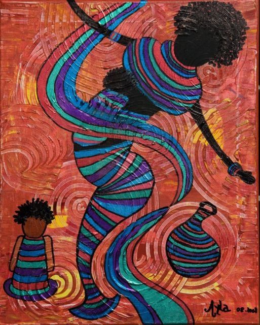 Peinture intitulée "Africaine 2" par Ayla, Œuvre d'art originale