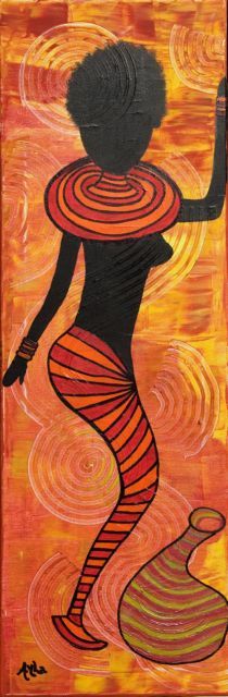 Painting titled "Africaine 1" by Ayla, Original Artwork