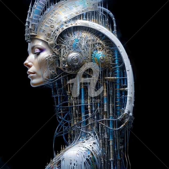 Grafika cyfrowa / sztuka generowana cyfrowo zatytułowany „Cyber moon princess…” autorstwa Ayman Kamel, Oryginalna praca, Mal…