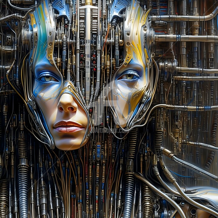 Digital Arts titled "Cyber machina" by Ayman Kamel, Original Artwork, Digital Painting
