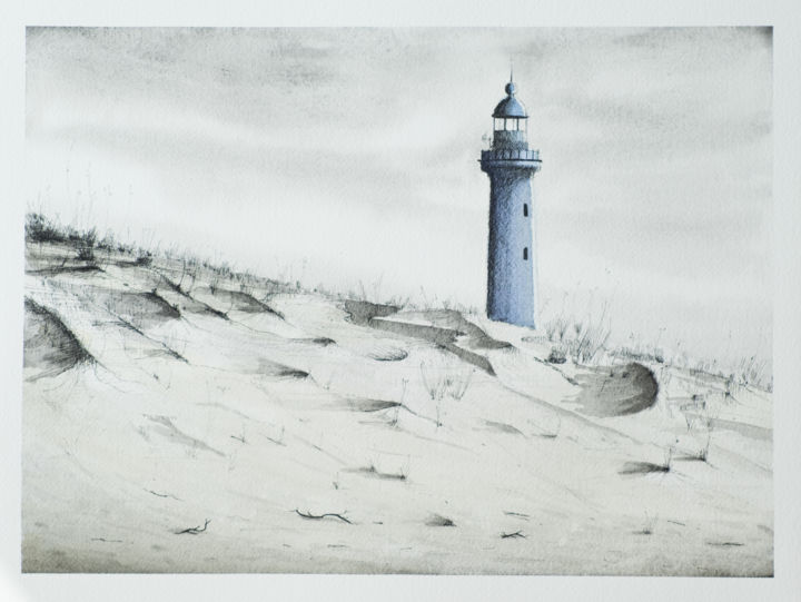 Peinture intitulée "J'aime mon phare 7" par Ayme, Œuvre d'art originale, Aquarelle