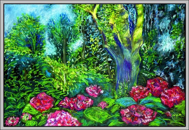 Картина под названием "Le jardin de ma mèr…" - Aymeric Noa Artiste Peintre, Подлинное произведение искусства, Масло