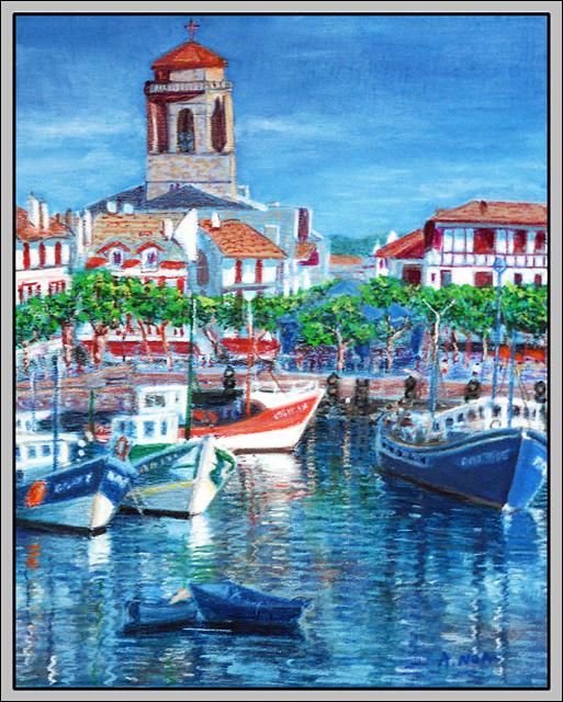 Peinture intitulée "Sur le vieux port /…" par Aymeric Noa Artiste Peintre, Œuvre d'art originale, Huile
