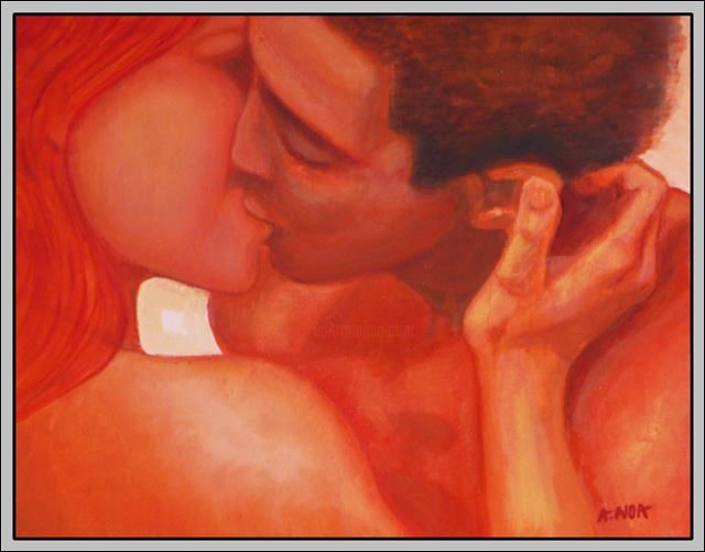 Pittura intitolato "Rouge baiser / Red…" da Aymeric Noa Artiste Peintre, Opera d'arte originale, Olio