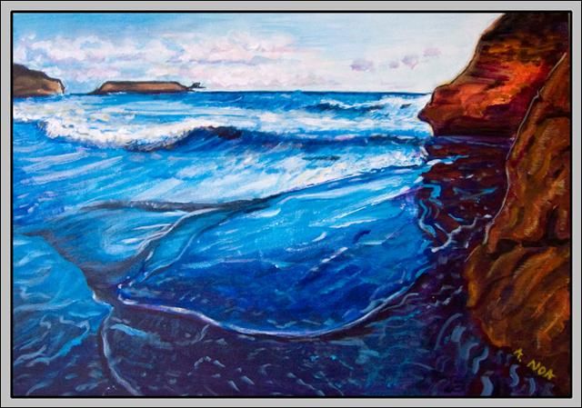 Peinture intitulée "Grandes marées aux…" par Aymeric Noa Artiste Peintre, Œuvre d'art originale, Huile