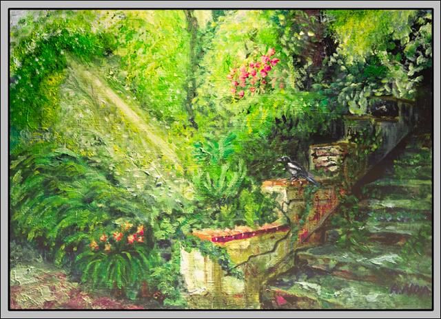 Pintura titulada "Jardin sauvage /Wil…" por Aymeric Noa Artiste Peintre, Obra de arte original, Oleo