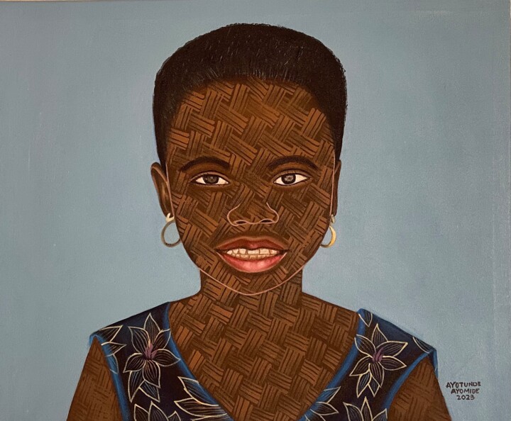 Ζωγραφική με τίτλο "Girl child ii" από Ayotunde Ayomide, Αυθεντικά έργα τέχνης, Ακρυλικό