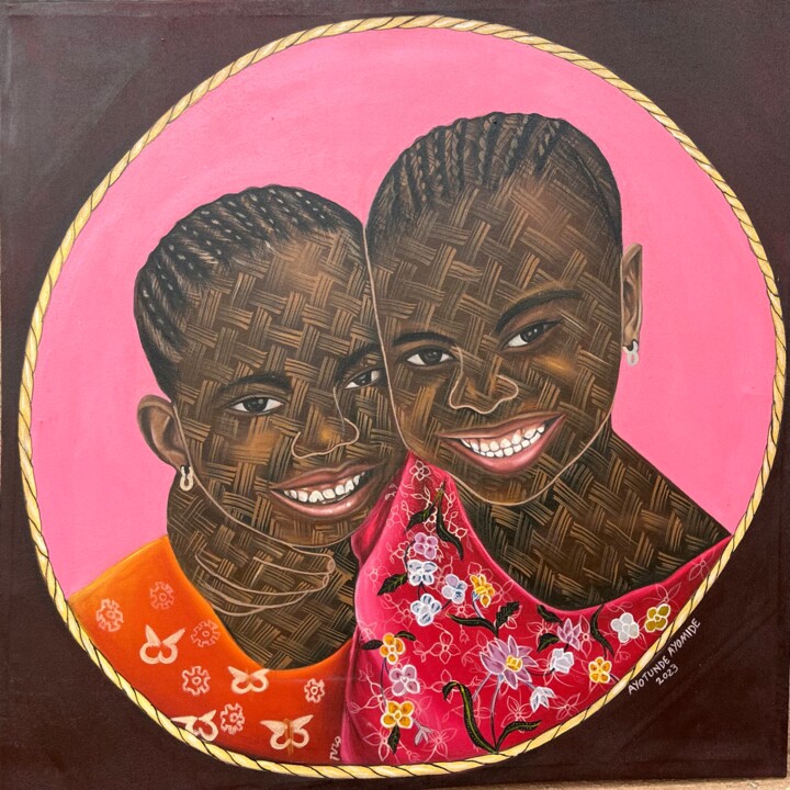 Pintura titulada "Golden bond" por Ayotunde Ayomide, Obra de arte original, Acrílico