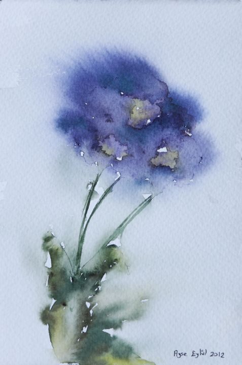 "flower in wind" başlıklı Tablo Ayşe Eylül Sönmez tarafından, Orijinal sanat, Suluboya