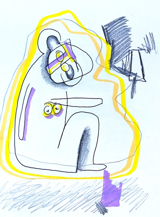 Dessin intitulée "Drawing In Dark No.3" par Ayshia Muezzin, Œuvre d'art originale, Crayon