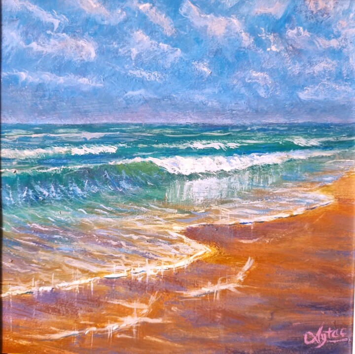 Malerei mit dem Titel "waves on the beach" von Aytaç Dutki̇N, Original-Kunstwerk, Acryl