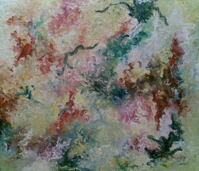 Painting titled "Flowers" by Aytac Sisman, Original Artwork, Oil
