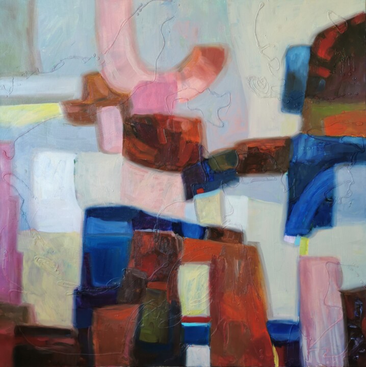 Schilderij getiteld "France 90x90" door Erika Petunoviene Ayte, Origineel Kunstwerk, Olie