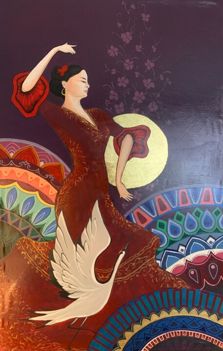Картина под названием "Let;s Danse" - Azad Rustamov, Подлинное произведение искусства, Акрил Установлен на Деревянная рама д…