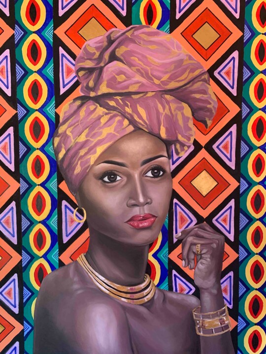 Painting titled "African Queen" by Azad Rustamov, Original Artwork, Acrylic