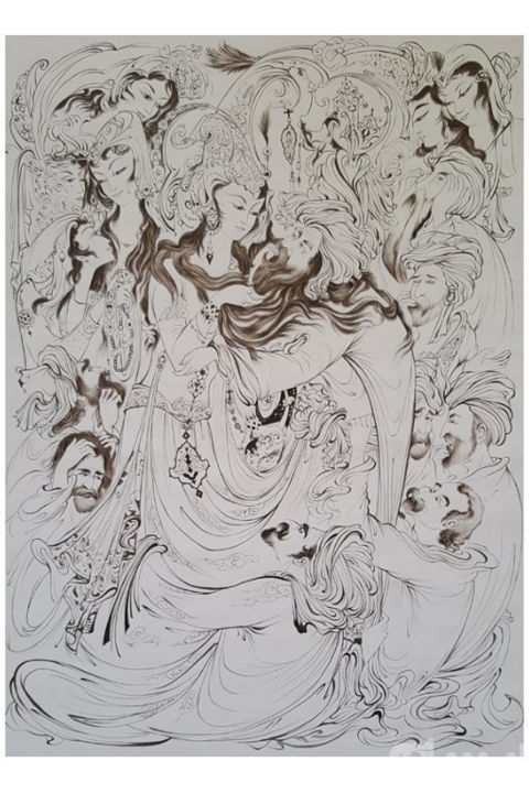 Malarstwo zatytułowany „Shikh” autorstwa Saeed Azadbakhsh, Oryginalna praca, Akwarela