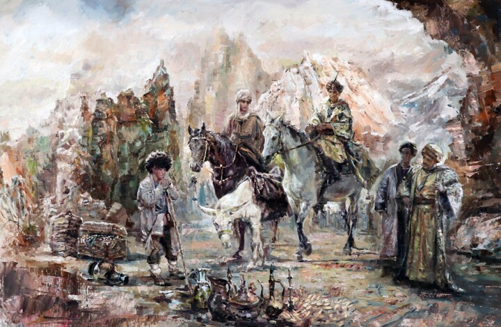 Peinture intitulée "The wise shepherd" par Azat Myradov, Œuvre d'art originale, Huile