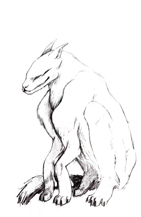 Tekening getiteld "Hound" door Azathoth, Origineel Kunstwerk, Potlood