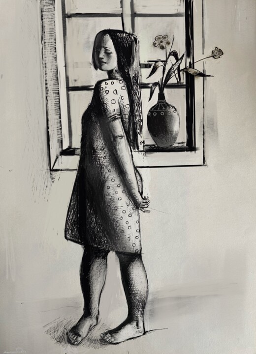 "Near the window-10" başlıklı Resim Azeriman tarafından, Orijinal sanat, Jel kalem