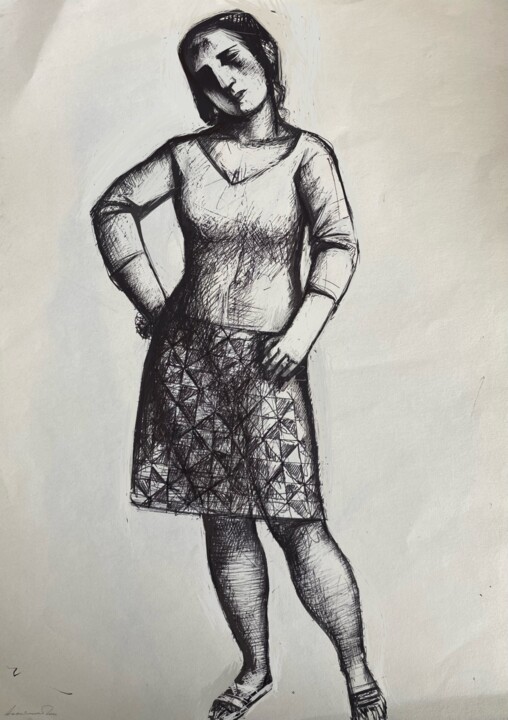 "Standing woman" başlıklı Resim Azeriman tarafından, Orijinal sanat, Mürekkep