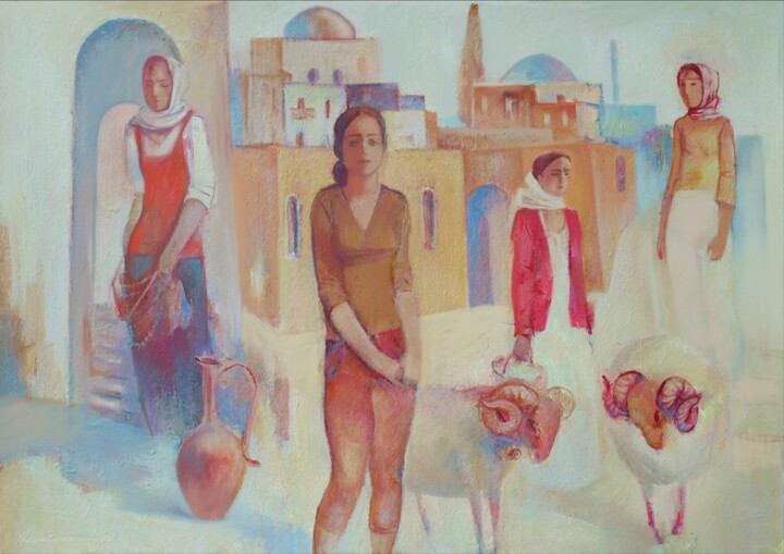 Painting titled "Visit to old city" by Azeriman, Original Artwork, Acrylic