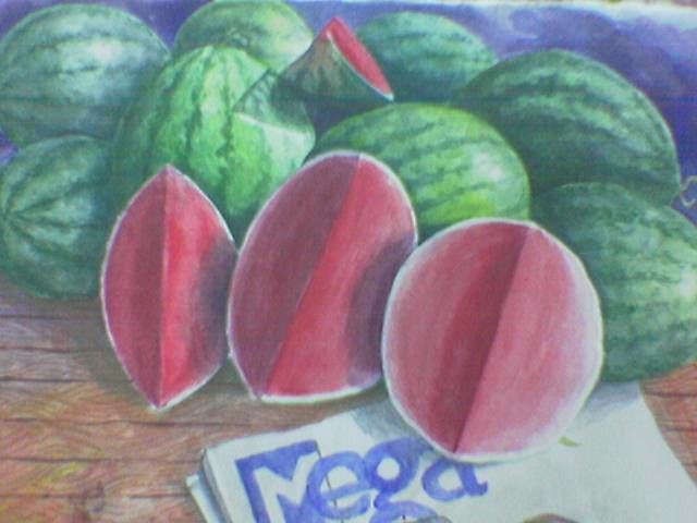 Painting titled "juicy watermelons" by Zizan, Original Artwork
