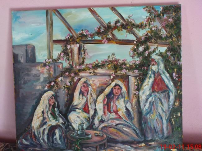 Peinture intitulée "les algeroise au ha…" par Varka, Œuvre d'art originale, Huile