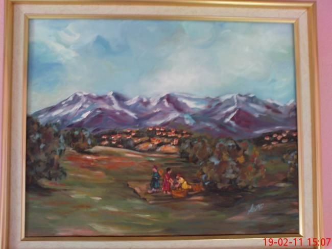 Peinture intitulée "paysage de la kabyl…" par Varka, Œuvre d'art originale, Huile