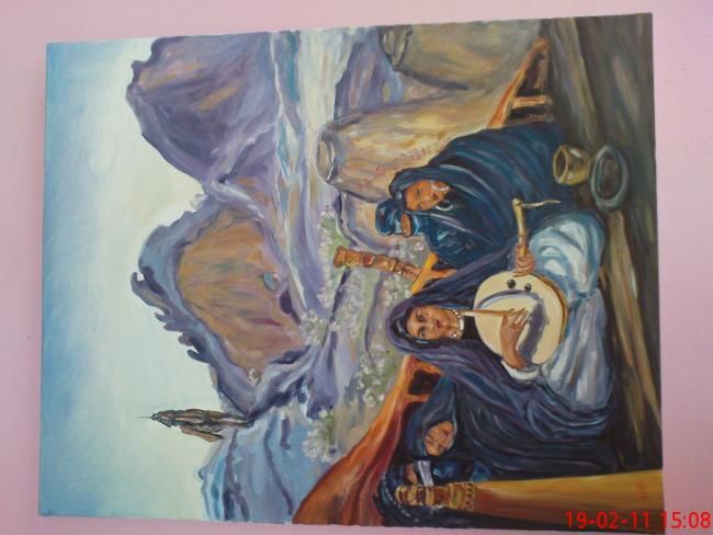 Pintura intitulada "les toueregs" por Varka, Obras de arte originais, Óleo