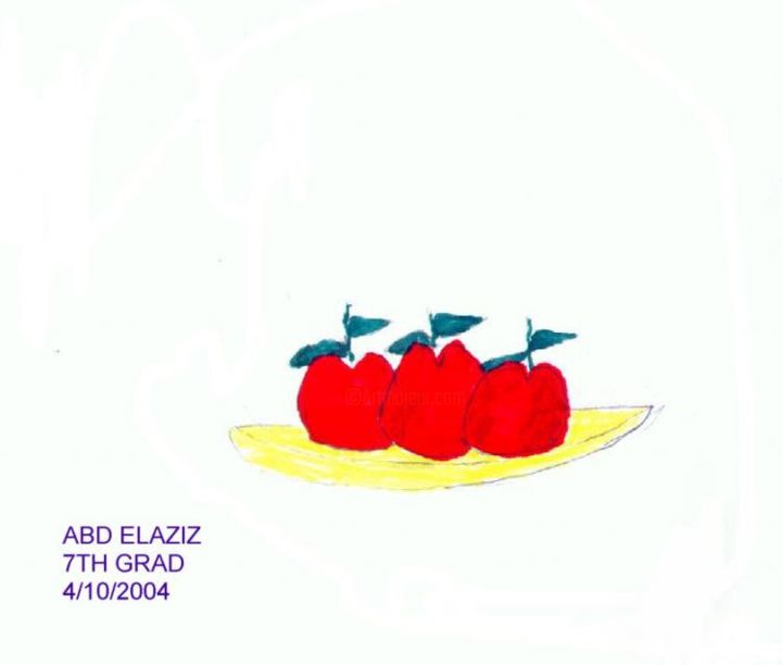 Drawing titled "APPLE" by Abd Elaziz Arabiat, Original Artwork