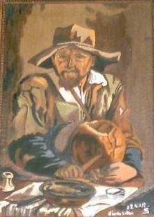 Pintura intitulada "Paysan" por Sylvestre Aznar, Obras de arte originais